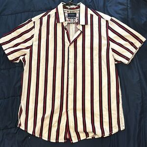 Red white and blue cactusman button down